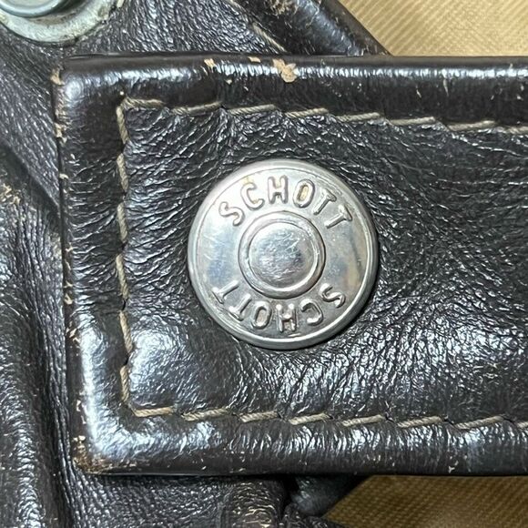 Vintage 60s Schott NYC Leather Cafe Racer Jacket Brown Distressed Size 42 - Picture 7 of 16